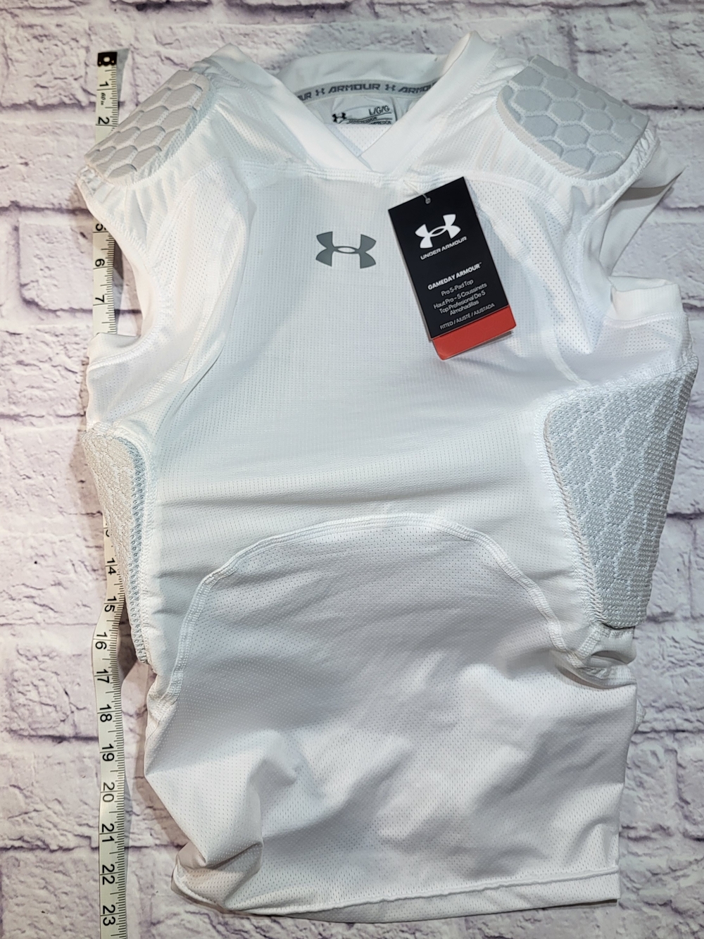 Under Armour L White Mesh 5 Padded Compression Football Vest Gameday